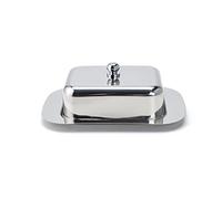 Echtwerk Mantequera de acero inoxidable, bandeja de mantequilla de alta calidad, caja de mantequilla con tapa, campana para desayuno y cocina, 250 g, edición plateada, 18,5 x 12,2 x 7,0 cm