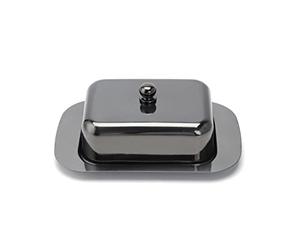 Echtwerk Mantequera de acero inoxidable de alta calidad, mantequilla, mantequilla, con tapa, campana para desayuno y cocina, 250 gr de almacenamiento de mantequilla, color negro, 18,5 x 12,2 x 7,0 cm