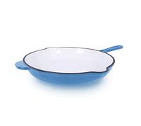 Echtwerk Sartén de hierro colado con revestimiento esmaltado, sartén de hierro colado con dos asas y pico, apta para horno, barbacoa, asador e inducción, crema, Ø 26,5 cm, azul