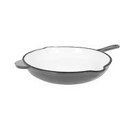 Echtwerk Sartén de hierro colado con revestimiento esmaltado Sartén de hierro colado con dos asas y pico, apta para horno, barbacoa, asador e inducción Crema Ø 26,5 cm Gris