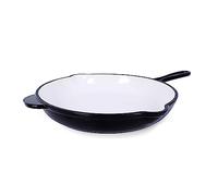 Echtwerk Sartén de hierro colado con revestimiento esmaltado, sartén de hierro colado, sartén de dos asas con pico, apta para horno, barbacoa, barbacoa e inducción, crema, Ø 26,5 cm, rojo