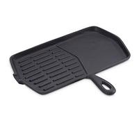ECHTWERK Sartén de parrilla de hierro fundido con rayas de parrilla, adecuada para usar sobre un fuego abierto, ideal para preparar filetes, negro