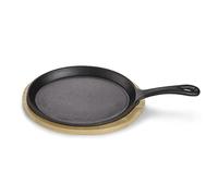 ECHTWERK Sartén para servir de hierro fundido, mini sartenes con tabla de servir, sartén pequeña, ya quemada, apta para horno, barbacoa, barbacoa e inducción, diámetro 24 x 17,7 cm
