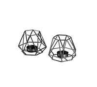 ECHTWERK Set de 2 portavelas Vintage Small, edición en Negro, diseño geométrico, portavelas votivo para salón/Dormitorio/Comedor, decoración de Mesa de Boda