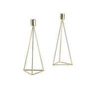 ECHTWERK Set de 2 portavelas y Velas de té Modern Big, Edición Oro, diseño geométrico, portavelas votivo para salón/Comedor, decoración de Mesa de Boda, 9,5 x 9,5 x 24,2 cm