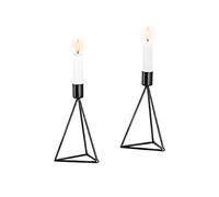 ECHTWERK Set de 2 portavelas y Velas de té Modern Small, Edición Negra, diseño geométrico, portavelas votivo para salón/Comedor, decoración de Mesa de Boda, 9,5 x 9,5 x 16,5 cm