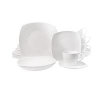 ECHTWERK Vajilla combinada de 20 piezas 'Classic' de diseño moderno, elegante vajilla de porcelana blanca con 4 platos llanos, 4 platos hondos, 4 tazas de té, 4 platitos