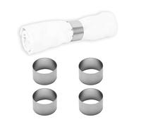 Echtwerk Véritable Lot de 4 Ronds de Serviette en Acier Inoxydable-Édition argentée