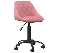 Eclith Silla de oficina de terciopelo rosa, silla giratoria de altura regulable con ruedas de 360 grados, asiento acolchado y respaldo, estructura de acero con recubrimiento en polvo negro