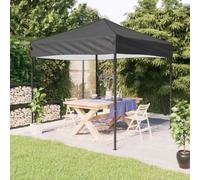Eclith Tienda de campaña plegable antracita 3 x 3 m, estructura de acero, tela Oxford 210D, resistente a los rayos UV y al agua, con pared lateral y mosquitera, ideal para jardín, terraza, barbacoa