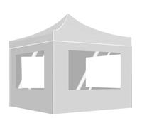Eclith Tienda de campaña profesional plegable de aluminio 2 x 2 m, color blanco, con pared lateral, ventana, puerta y mosquitera para jardín, terraza, balcón, barbacoa, celebraciones, bodas