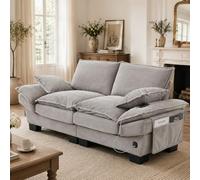 ECLIVON Sofá Cama con Respaldo y Almohada para Salón, Sofá Doble con Cómodos Cojines y Reposabrazos, Sofás con Bolsillos Laterales para Dormitorio Apartamento, Sofás Modular, Pana (Gris Claro)