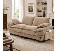 ECLIVON Sofá Cama con Respaldo y Almohada para Salón, Sofá Doble con Cómodos Cojines y Reposabrazos, Sofás con Bolsillos Laterales para Dormitorio Apartamento, Sofás Modular, Pana (Caqui)