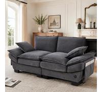 ECLIVON Sofá Cama con Respaldo y Almohada para Salón, Sofá Doble con Cómodos Cojines y Reposabrazos, Sofás con Bolsillos Laterales para Dormitorio Apartamento, Sofás Modular, Pana (Gris Oscuro)
