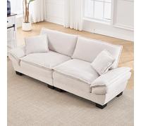 ECLIVON Sofá de 2 plazas para Salón, Sofás y Divaanes con Respaldo y Almohada, Sofá Doble con Reposabrazos y 2 Cómodos Cojines, Moderno Sofá Tapizado para Dormitorio, Terciopelo (Beige)