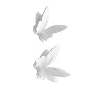 ECMQS Decoración de pared de mariposa 3D | Expositor de 2 piezas de yeso blanco elevado