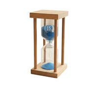 ECMQS Reloj de arena decorativo Luminouses color azul, 15 minutos | Madera natural con brillo brillante para un trabajo eficiente y espacios de trabajo de aprendizaje para la gestión del tiempo