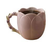 ECMQS Taza de resina con agarre cómodo, ideal para bebidas calientes, taza de café, mango ergonómico, oficina, vasos temáticos de flores con asa