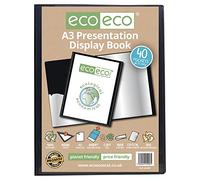 eco-eco A3 50% Reciclada 40 Bolsillo De Color Negro Presentación Libro de Exhibición (eco006)