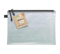 eco-eco A4+ 90% Reciclada Bolsillo Doble Claro Transparente Bolsa Fuerte con Cierre de Cremallera Negro