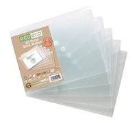 eco-eco A5 95% Reciclada Claro Transparente Carteras Press Stud (Paquete de 5)