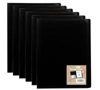 eco-eco Carpeta A5 100% reciclada con 80 bolsillos, cubierta flexible, color negro, paquete de 6 carpetas, eco164 x 6 pulgadas