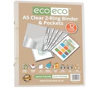 eco-eco Carpeta de anillas A5 65% reciclada transparente con 12 bolsillos multiperforados, eco173