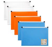 eco-eco Carpeta expandible A5 con cremallera expandible 50% reciclada, transparente, naranja, azul (paquete de 6), eco106 x 6