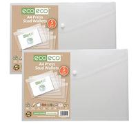 eco-eco Carpeta transparente con botones a presión A4, 50% reciclado, 310 x 238 mm (paquete de 10), 200 mic, eco111x2