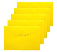 eco-eco Cartera A4+ 50% reciclada transparente con botones a presión, carpetas de plástico (paquete de 5), amarillo, eco035 amarillo