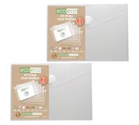 eco-eco Cartera A7 95% reciclada transparente con botones a presión, carpetas de plástico (paquete de 10), eco154x2