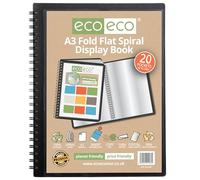 eco-eco Cuaderno de exhibición A3 90% reciclado con 20 bolsillos, plegado en espiral, eco186
