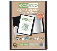 eco-eco eco005 A3 50% Reciclada 20 Bolsillo De Color Negro Presentación Libro de Exhibición