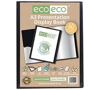 eco-eco eco021 A3 60 Pocket/120 View 1 x Single 50% Reciclada 60 Bolsillo de Color Negro Presentación Libro de Exhibición