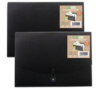 eco-eco Eco022 x 2 - Organizador de archivos, tamaño A4, 50% reciclado, 13 bolsillos, color negro