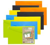 eco-eco eco075x2 - Carpeta de plástico A5 (50% reciclado, 10 unidades), color verde, negro, azul, amarillo, naranja