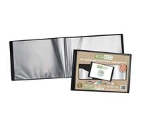 eco-eco Eco094 - Cuaderno de presentación de paisaje (50% reciclado, 20 bolsillos, color negro, con funda de plástico, tamaño A5, 50% reciclado)