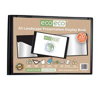 eco-eco Eco096 - Cuaderno de presentación (A3, 50% reciclado, 20 bolsillos, color negro