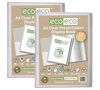 eco-eco Eco099x2 - Cuaderno de presentación (tamaño A4, 50% reciclado, 60 bolsillos, transparente