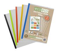 eco-eco Eco117 - Bolsa 50% reciclada, 5 archivadores fáciles de deslizar, clip de colores, 5 unidades