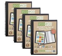 eco-eco Eco136x4 - Libro de exhibición A5 50% reciclado con 20 bolsillos, con espiral, 4 unidades