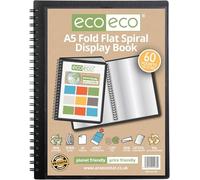 eco-eco Eco138 - Libro de exhibición A5 50% reciclado con 60 bolsillos, plegado en espiral, plano (Paquete de 5)