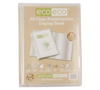 eco-eco Eco149 - Carpeta de presentación transparente de 80 bolsillos, tamaño A5, 50% reciclado, con fundas de plástico, tamaño A5