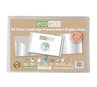 eco-eco Eco174 - Libro de presentación de paisaje transparente A5 50% reciclado, 20 bolsillos, estuche de almacenamiento, carpeta de arte con fundas de plástico