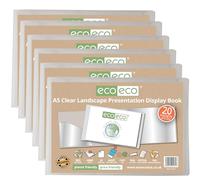 eco-eco Eco174x6 - Libro de presentación de paisaje transparente A5 50% reciclado, 20 bolsillos, estuche de almacenamiento, carpeta de arte con fundas de plástico, paquete de 6