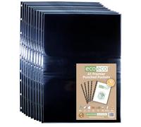 eco-eco Eco190 - Protector de hojas de polietileno transparente con papel de montaje negro, 100% reciclado, 100% reciclado, con bolsillos perforados, tamaño A1
