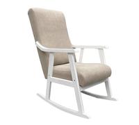ECO SILLA Y DESCANSO Mecedora Mod. Torino. Sillon, balancin, Mecedora Especial Lactancia, Antimanchas, Madera Haya Maciza, Barnizado Fabricado en España (Beige/Blanco)