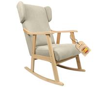 ECO SILLA Y DESCANSO® Mecedora Orejera Mod. Torino. Sillon, balancin, Mecedora Especial Lactancia, Antimanchas, Madera Haya Maciza. Fabricado en España. (Beige/Natural)