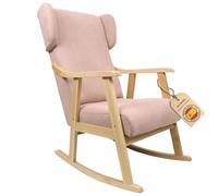 ECO SILLA Y DESCANSO® Mecedora Orejera Mod. Torino. Sillon, balancin, Mecedora Especial Lactancia, Antimanchas, Madera Haya Maciza. Fabricado en España. (Rosa Palo/Natural)