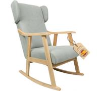ECO SILLA Y DESCANSO® Mecedora Orejera Mod. Torino. Sillon, balancin, Mecedora Especial Lactancia, Antimanchas, Madera Haya Maciza. Fabricado en España. (Verde Agua/Natural)
